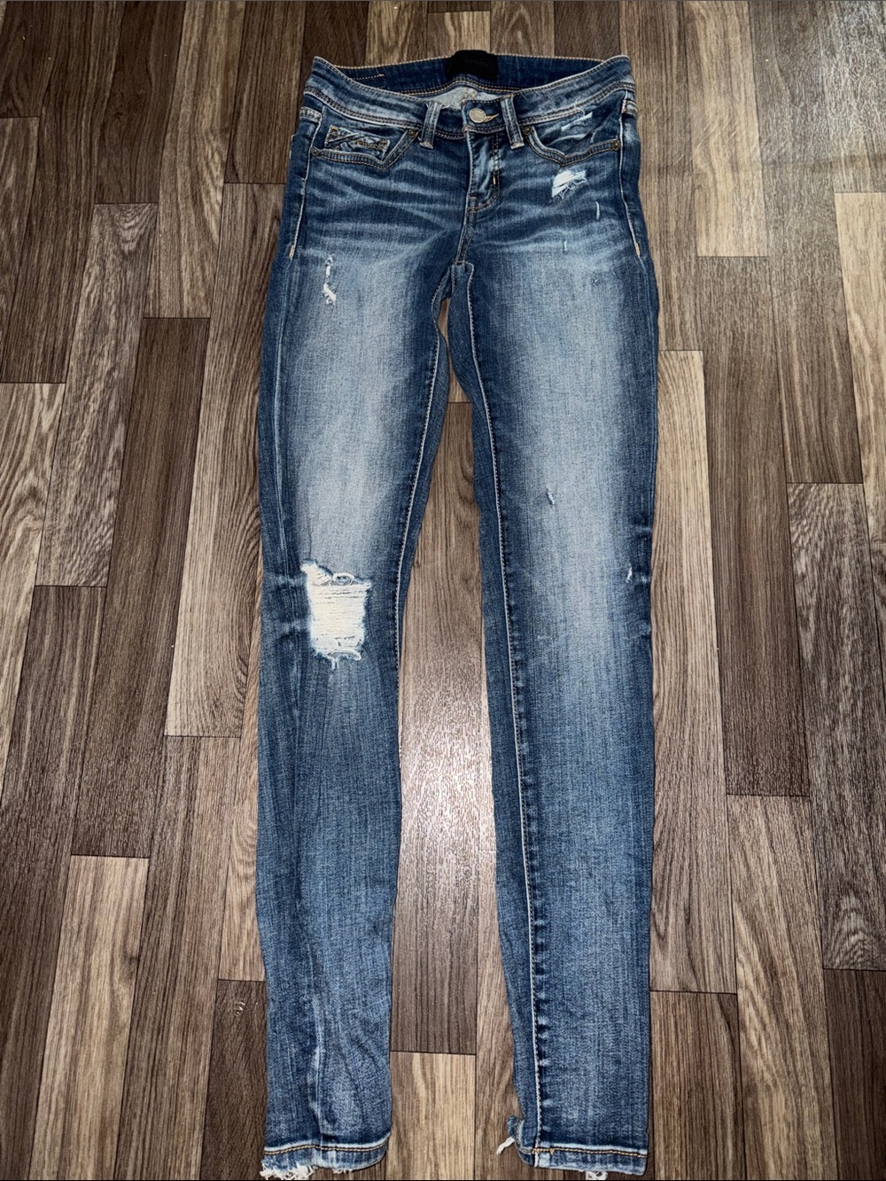 Buckle Women's Distressed Skinny Jeans - Denim Blue